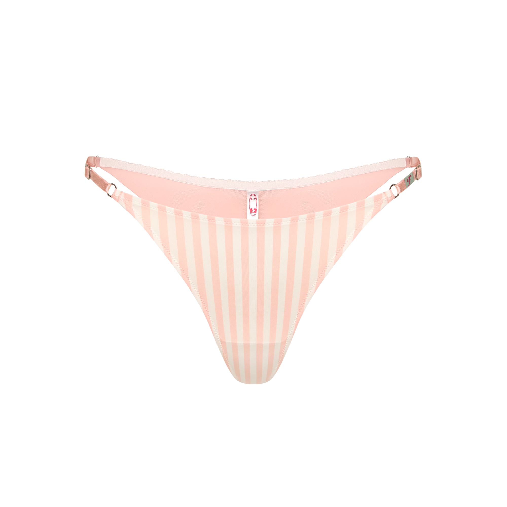IMG_1930 Труси бразиліани Playa від бренду Not Your Fault на регуляції в вертикальну білу і рожеву риску з сіточкою позаду