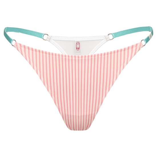 Привабливі трусики стрінги на регуляції в біло рожеву смужку Santorini Pink від бренду Not Your Fault