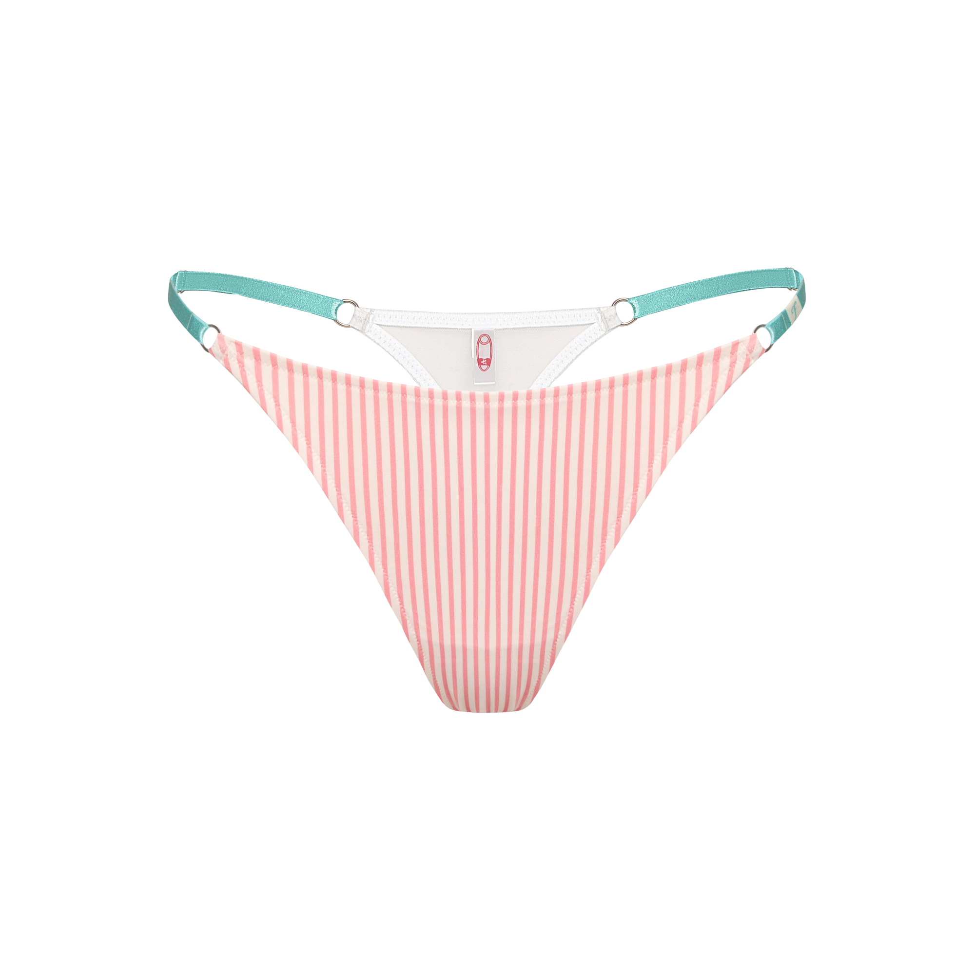 image5 кв Привабливі трусики стрінги на регуляції в біло рожеву смужку Santorini Pink від бренду Not Your Fault