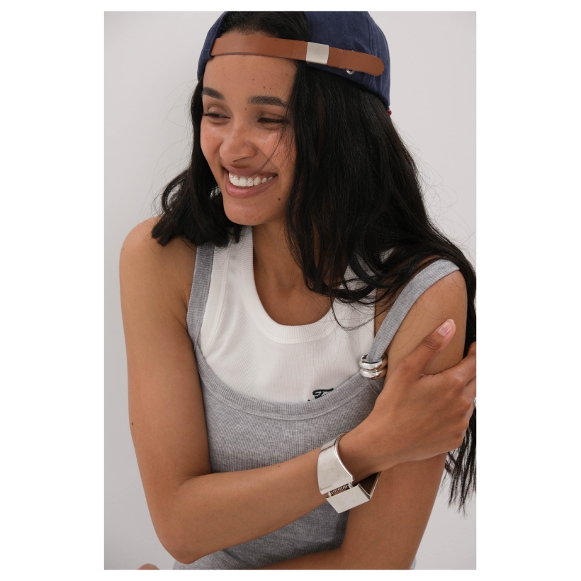 stone slim + cloud tank + hat